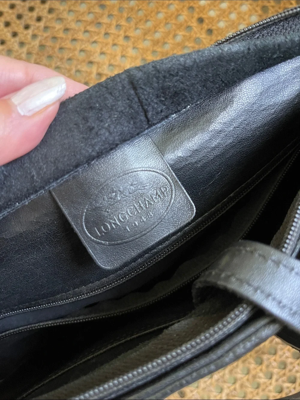 Longchamp Black Leather Messenger Bag - Picture 9 of 12